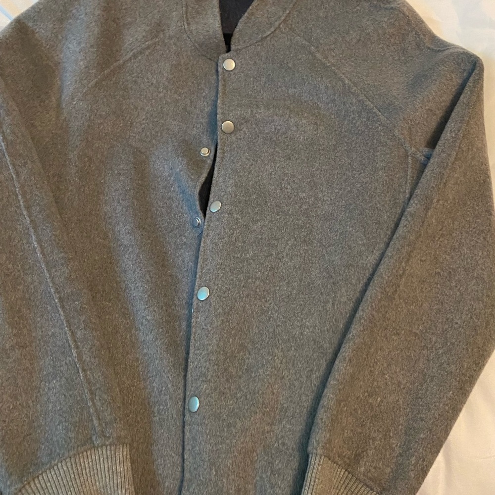 Gray Smart Bomber Jacket With Wool - Picture 2 of 3